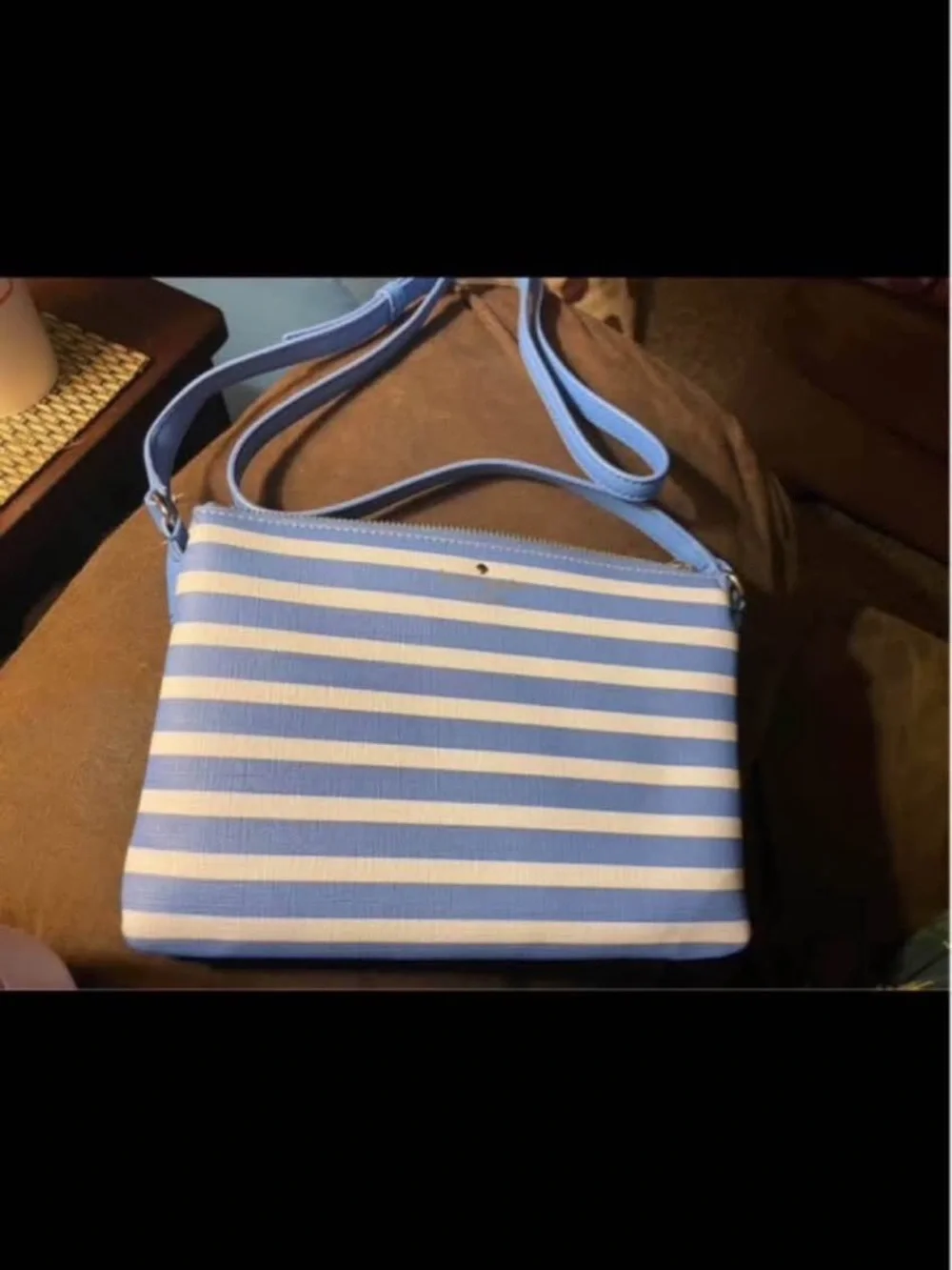 kate spade Blue and White Striped Crossbody Bag small  6x9